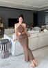 Ladies Halter Neck Backless Hollow Out Long Dress